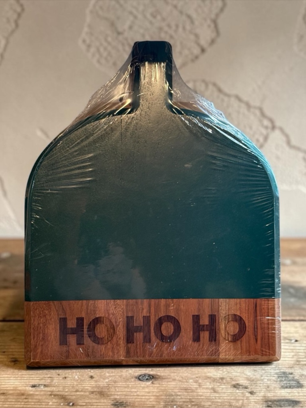 Acacia Bevel Board Green with Care Tag | Ho Ho Ho | 15 x 12" NWT